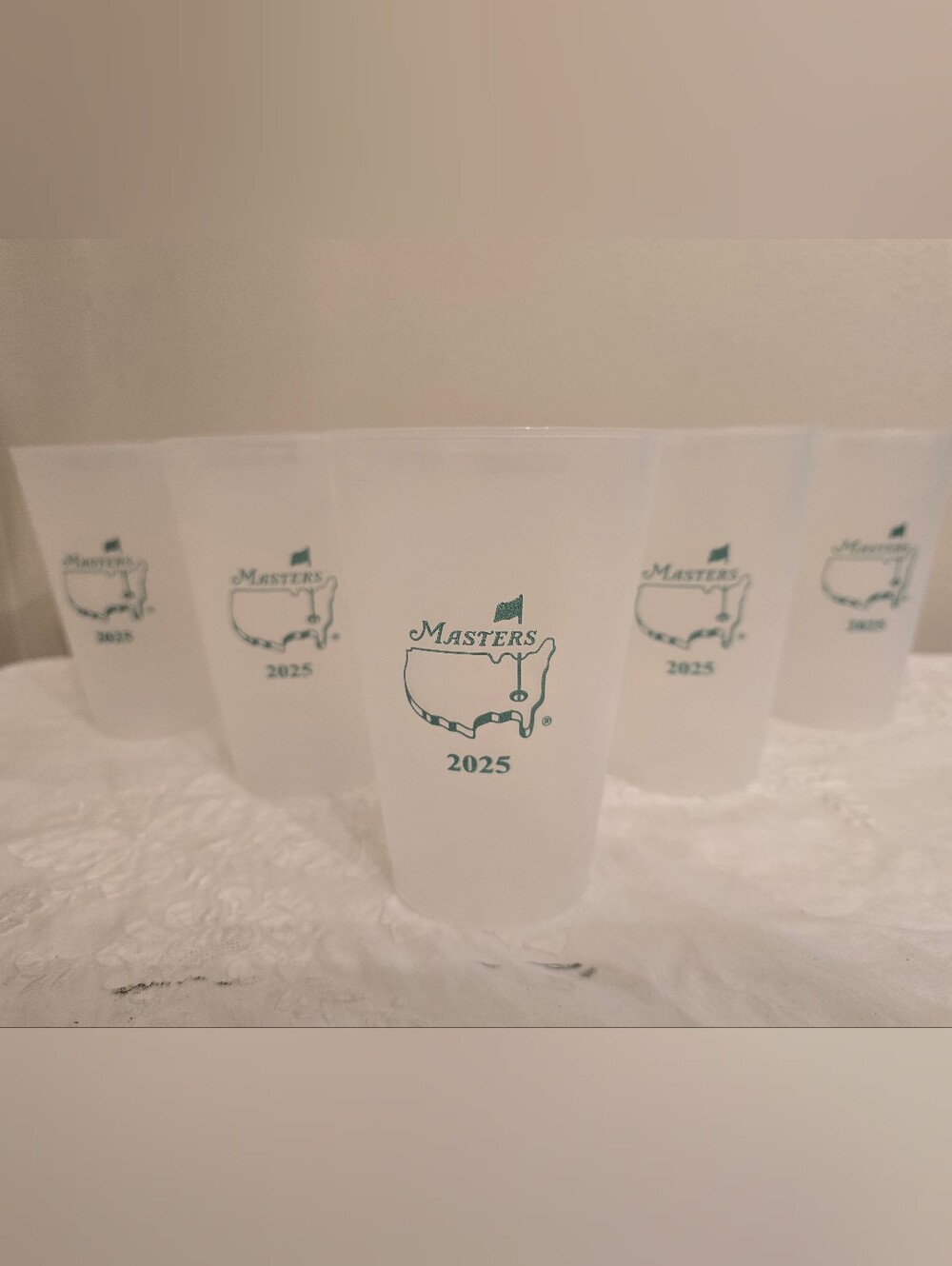 Official Masters Frosted Cups with Green 2025 Logo - Set Of 5